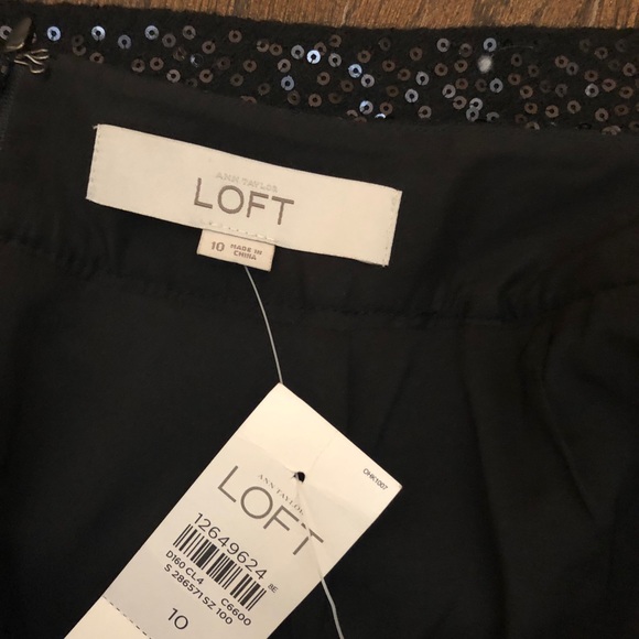 NWT Ann Taylor Loft Black Sequin Wool Skirt - Picture 3 of 3